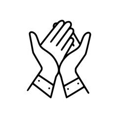 Hands praying in solidarity on a transparent background  
