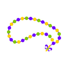 Mardi Gras Beads with Fleur de Lis Charm in Purple Green and Yellow
