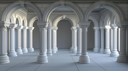 Grand Classical Interior With Columns And Arches