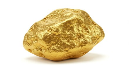 Fototapeta premium Closeup Of A Shiny Gold Ingot On A Plain Background