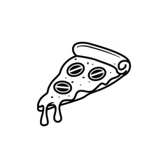 Outline of a Pizza Slice with Melting Cheese