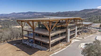 Obraz premium Elevated view of a large framework home s-3 - view shadows nature