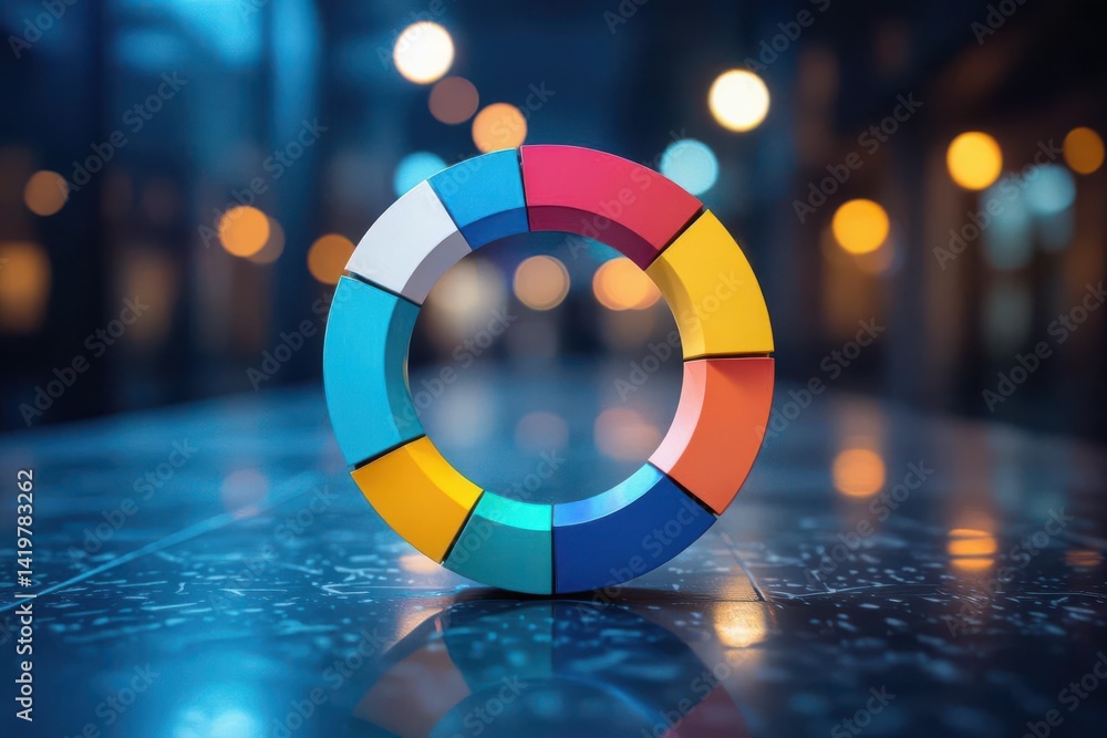 Poster optimization supports mergers and effective business strategy concept. colorful circular object on a