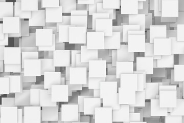 Abstract geometric pattern with overlapping white squares for modern design. 3d render.