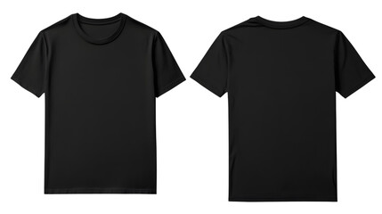 Professional Black T-Shirt Template from Two Sides Isolated Design Concept