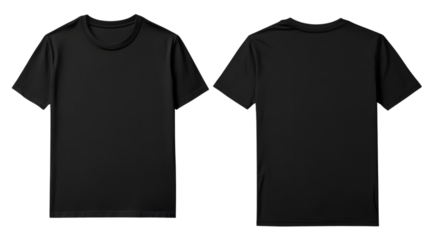 Professional Black T-Shirt Template from Two Sides Isolated Design Concept