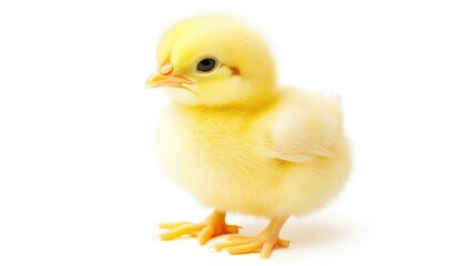 Obraz premium Fluffy chick on white