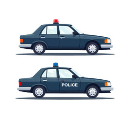 Fototapeta premium Two Blue Police Cars with Red and Blue Lights