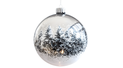 Sparkling Christmas Glass Bauble Hanging Decoration Isolated White Background