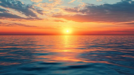 Vibrant Sunset Over Calm Ocean Water