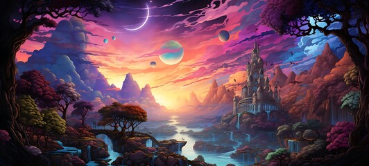 abstrak mozaic color of Holy place eden in drakness, ai generative