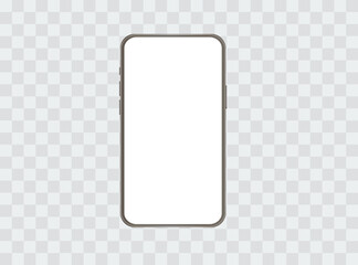 Realistic mobile phone mockup. 3D Mobile phone on isolated background. Vector illustration of smartphone for your creative design. Eps 10