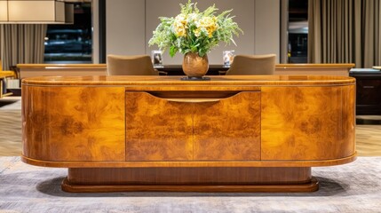 Elegant Burr Walnut Wood Cabinet in Modern Interior Design