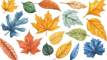 Autumn leaves abound A colorful watercolor collection