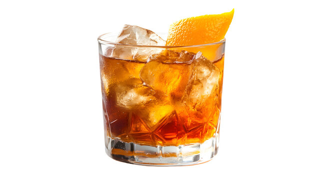 Classic Old Fashioned Cocktail on White Background for Professional Use