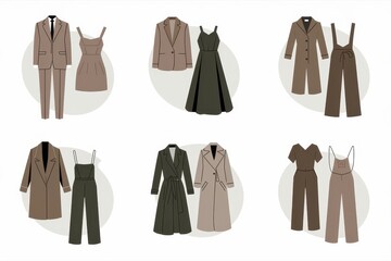 Assorted autumnal clothing designs for women and men.