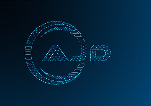 AJD low poly letter logo vector design. AJD lower poly logo design.