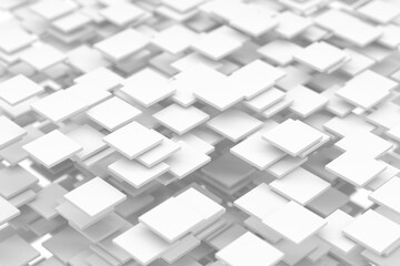 Abstract geometric pattern with white floating squares for modern design. 3d render