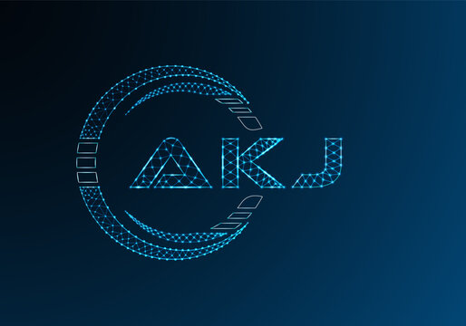 AKJ low poly letter logo vector design. AKJ lower poly logo design.