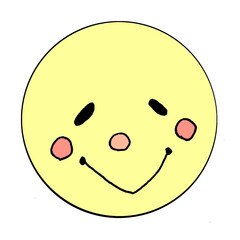 Hand-drawn blushing face icon - simple emotional expression illustration

