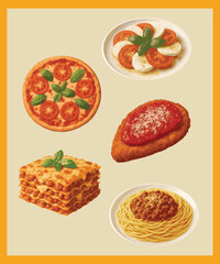 set of italian food