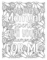 Fototapeta premium Mothers-Day-Quotes-Coloring Pages. hand drawn vector illustration set of elements