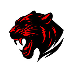 Black panther logo vector illustration template black and red