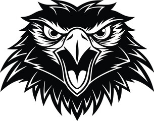 Angry Attacking Eagle Face Silhouette Vector Icon, Fierce Eagle Head Silhouette – Angry Bird Attack Icon, Aggressive Eagle Face Vector Icon – Wildlife Symbol
Raging Eagle Head Silhouette.