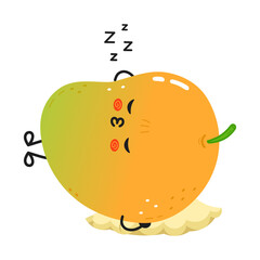A sleepy and delightful cartoon Mango is enjoying a peaceful rest on a cute, fluffy pillow.