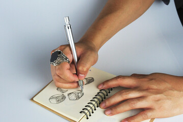 hand sketch jewelry design of rings for men