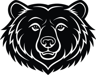 vector illustration of a bear, head of bear, cute sunglass wearing bear silhouette vector icon.