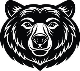 vector illustration of a bear, head of bear, cute sunglass wearing bear silhouette vector icon.