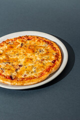 Pizza funghi with tomato sauce, mozzarella and fresh mushrooms