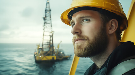 Petroleum worker maintaining oil filtration system on offshore rig. Featuring system maintenance