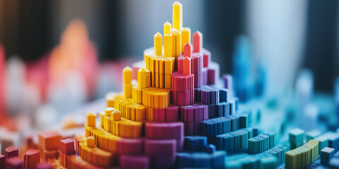 Obraz premium 3D corporate terms inequality visualized through 3D corporate structure metaphor emphasizing hierarchical financial disparities across organization layers