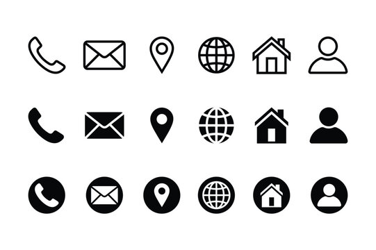 Business card icon set, contact information icon