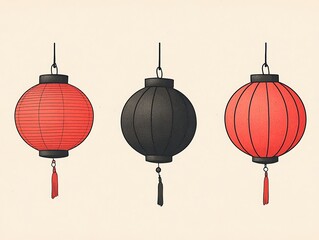 Obraz premium Asian Lanterns Illustration