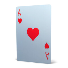 Obraz premium Ace heart suit. Playing card shows red heart symbol and letter A, isolated design element, transparent png