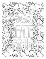 Mothers-Day-Quotes-Coloring Pages. hand drawn vector illustration set