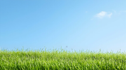 Wide Shot Of Green Grass Under Clear Blue Sky