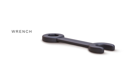 Wrench Tool For Repair, Construction, Mechanical Work, And DIY Projects, Metal Spanner Isolated On White Background, Vector Illustration.