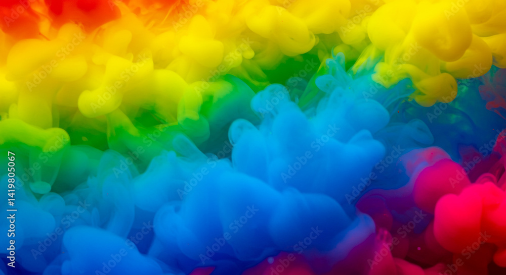 Aufkleber a vibrant display of colorful ink swirling and mixing together creating an abstract rainbow effect