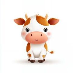 Adorable Brown and White Calf Illustration