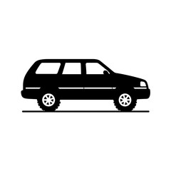 Obraz premium Black SUV Side Profile Minimalist Illustration