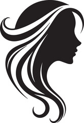Elegant Abstract Female Silhouette Vector with Flowing Hair on White Background

