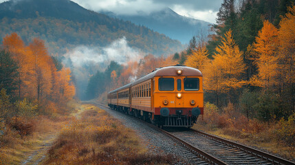 Obraz premium Vintage trains remain stationary on railway tracks, evoking a nostalgic scene