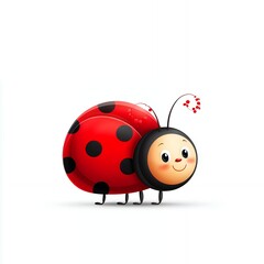 Obraz premium Cute Cartoon Ladybug Illustration on White Background