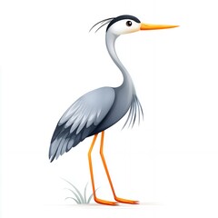 Obraz premium Grey and Blue Great Blue Heron Bird Illustration on White Background