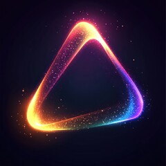 Luminous Triangular Loop with Vibrant Rainbow Gradient and Sparkling Particles - Abstract Glowing Shape