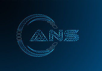 ANS low poly letter logo vector design. ANS lower poly logo design.
